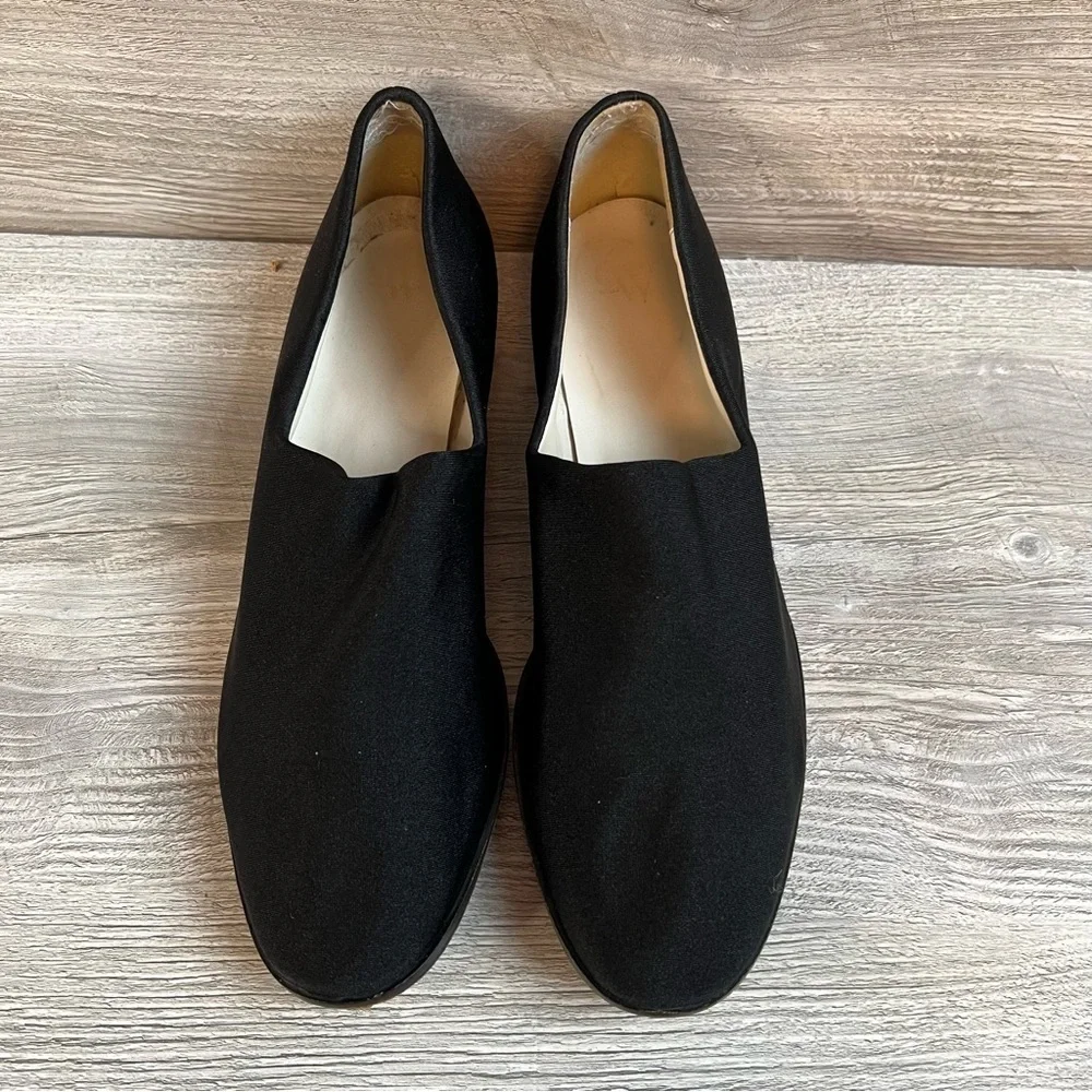 Clifford & Wills slip on black satin like shoes size 10